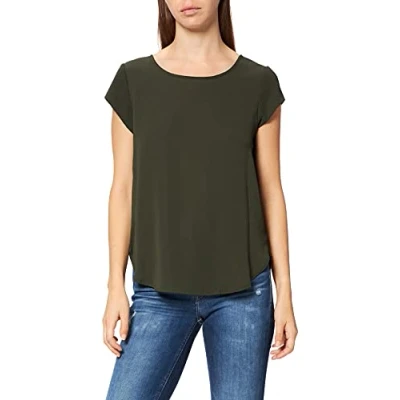Imagen de Only Mujer Onlvic S/S Solid Top Noos Wvn Camiseta, Verde (Green Rosin), 42