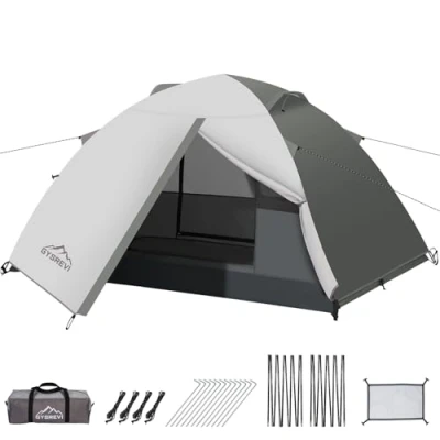 Imagen de Gysrevi Tienda de Campaña 2 3 Personas, con Travesaño Superior, Impermeable y Cortaviento, Cúpula Doble Capa Portátil Ultraligera, para Trekking, Camping, Aventura Etc