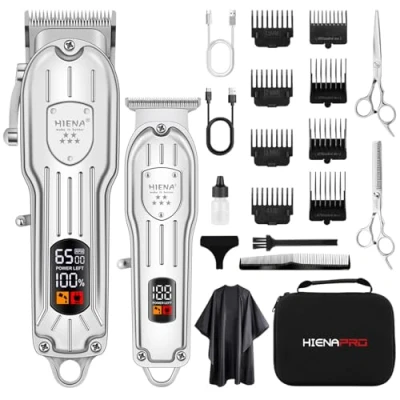 Imagen de HIENA PRO juego de cortadora pelo profesional para hombres, inalámbrica con cuchilla en T, kit máquina corte eléctrica, recargable por