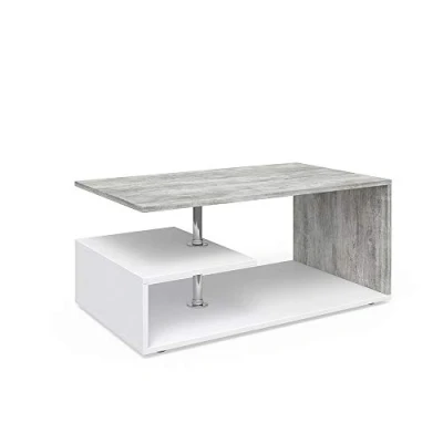 Imagen de Vicco Mesa de Centro Guillermo, Blanco/Hormigón, 91 x 41 cm