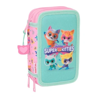 Imagen de Safta SUPERKITTIES Estuche Escolar con 37 Útiles Incluidos, Infantil, Niño, Ideal para Niños de 5 a 14 Años, Cómodo y Versátil, Calidad Resistencia, 12.5x5.5x19.5 cm