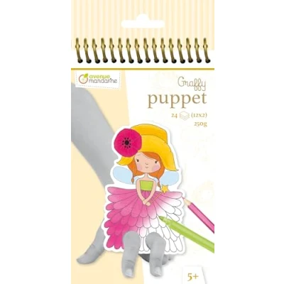 Imagen de Clairefontaine ES Avenue Mandarine Graffy Pop Marionetas de dedos para colorear, diseño hadas (negro/blanco)