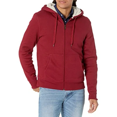 Imagen de Amazon Essentials Sudadera con capucha de forro polar y cremallera completa, sherpa Hombre, Rojo, XXL