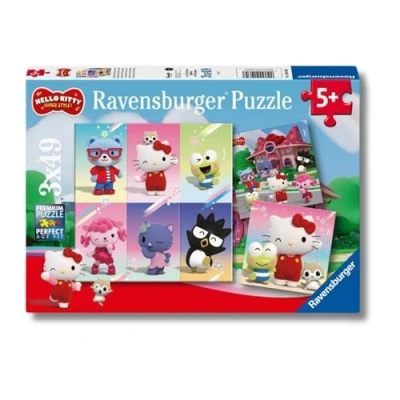 Imagen de Ravensburger Puzzle Hello Kitty, Rompecabezas para Niños de 5+ Años, Juego Educativo y Estimulante, 3 Puzzles 49 Piezas