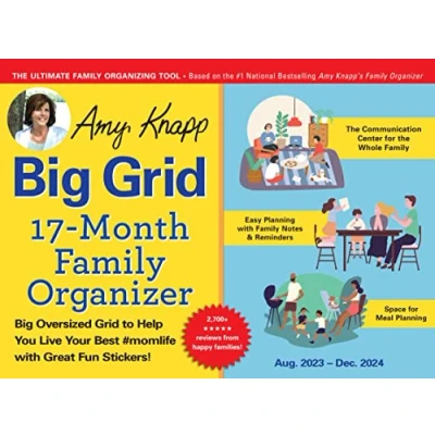 Imagen de 2024 Amy Knapp&#039;s Big Grid Family Organizer Wall Calendar: August 2023 December (Amy Plan Your Life Calendars)