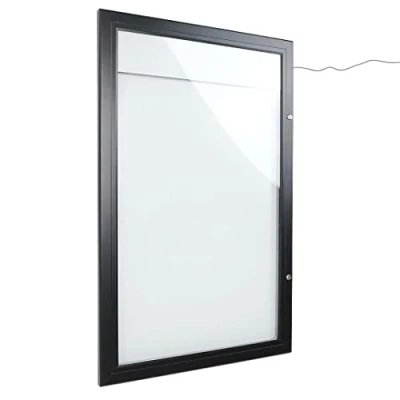 Imagen de Danieli Store Tablón de Anuncios Exterior Negro para Menús con Cerradura y Par Llaves Fácil Montaje en Pared Superficie Acero Magnético Escribible (4x A4 LED)