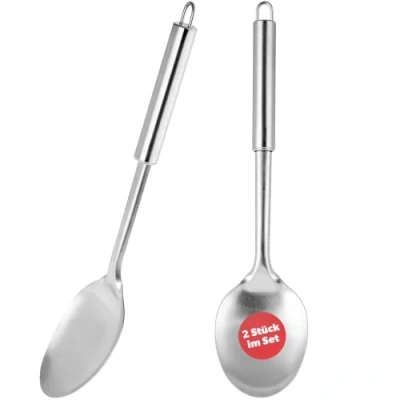Imagen de KADAX cuchara de servir acero inoxidable, grande para ensalada 33 cm, arroz, patatas, utensilios cocina con mango ovalado, cuchara, apta lavavajillas, larga, color