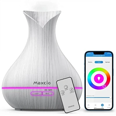 Imagen de Difusor Aceites Esenciales WiFi, Maxcio Humidificador Ultrasónico con Mando a Distancia Compatible Alexa y Google Home, de Aromaterpia Temporizador 2 Modos Niebla, para Hogar, Bebe