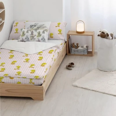 Imagen de BELUM Saco nórdico 100% algodón Modelo Tweety Vichy Pink para Cama de 90 (90x200 cm.)