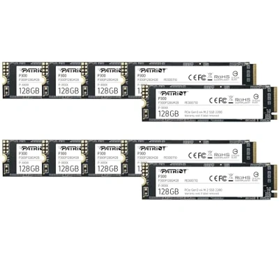 Imagen de Patriot P300 SSD Interno de 128GB NVMe PCIe Gen 3x4 M.2 2280 Unidad Estado Sólido Paquete 10