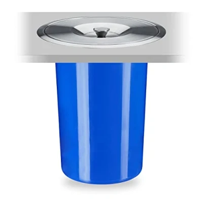 Imagen de Relaxdays Cubo de Basura Encimera, 8 L, Residuos Orgánicos, Tapa Acero Inoxidable, Papelera Empotrada, 30x26,5 cm, Azul