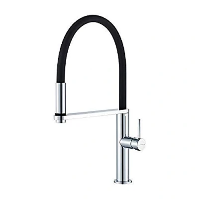 Imagen de GRIFEMA G4006 Lyon Grifo Profesional para cocina, Mezclador de fregadero flexible, Cromo, Negro [Exclusivo en Amazon]