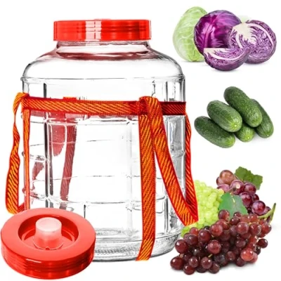 Imagen de KADAX Gärballon, Glasballon con tapa de plástico, Weinballon, Glasgärballon, universal vidrio, Gurkenglas, Vorratsglas, Aufbewahrungsglas, Gärbehälter, Cristal y plástico., transparente, 18L