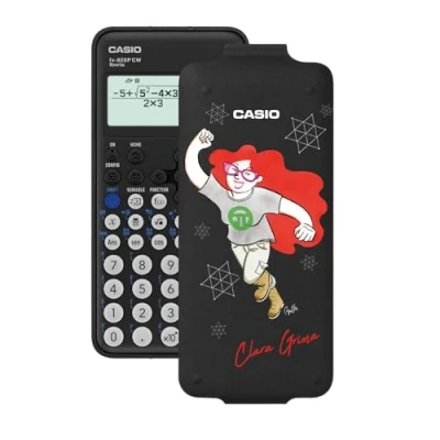 Imagen de Casio FX 82SP CW Calculadora Científica, con Clara Grima ilustrada por Raquel Gu, Recomendada para el Curriculum Español y Portugués, 5 Idiomas, más de 300 Funciones, Color Gris Oscuro