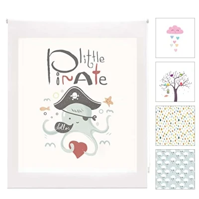 Imagen de Blindecor Digital Infantil Estor Enrollable Translúcido con Estampado Impresión Modelo Pirate 130 x 180 cm (ancho por alto) Tamaño de la Tela 127 175 Estores para Ventanas