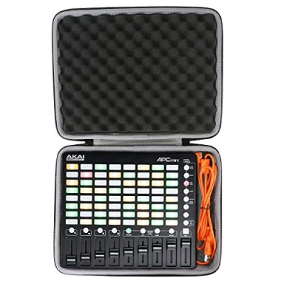 Imagen de co2CREA Duro Viajar caja estuche funda para Akai Professional APC Mini MK2 USB MIDI Pad Controller(funda solo,Case Only) (Carcasa negra + Gris interior)