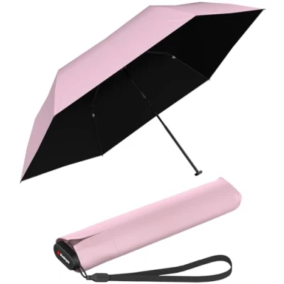 Imagen de Knirps Paraguas de bolsillo US.050 Ultra Light Slim Manual con protección UV y contra el calor, color rosa