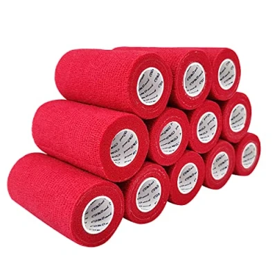 Imagen de COMOmed vendaje médico microporoso y cohesivo, venda de crepé autoadhesiva, envolvente veterinario para caballos, caucho natural, 10 cm x 4,5 m