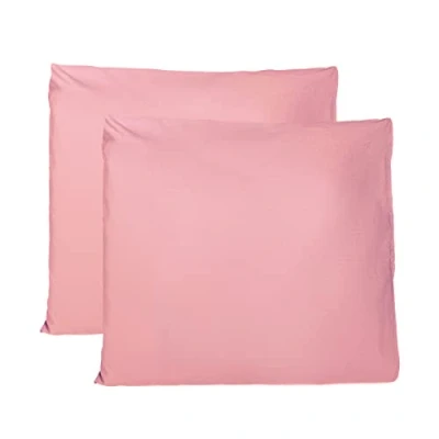 Imagen de Par de Fundas Almohada 100% algodón Puro 65x65 cm, Juego 2 Camas Cojines Telas, Cierre Bolsas, Color sólido, tamaño estándar con Rosa