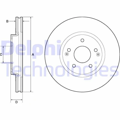 Imagen de DELPHI BG4809C Disco de freno 298 26 5 ventilado revestido sin procesar cojinete rueda, anillo sensor ABS SSANGYONG: Korando III SUV