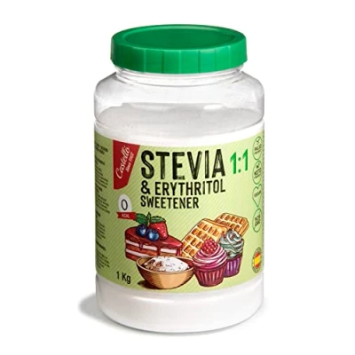 Imagen de Castello since 1907 Edulcorante Stevia + Eritritol 1:1 Sustituto del Azúcar 100% Natural 0 Calorías Índice Glucémico Keto y Paleo Carbohidratos No OGM 1 kg