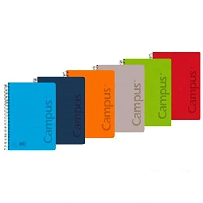 Imagen de Pack 8 Cuadernos Libretas Espiral Tapa Plastico Polipropileno A4 90 gramos 80 Hojas Liso