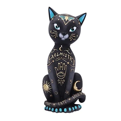 Imagen de Nemesis Now Figura de Gatito la Fortuna 27 cm, Resina, Negra, Gato quiromancia, Negro adivino, Regalo Espiritual, Fundido en Mejor Pintado a Mano por Expertos