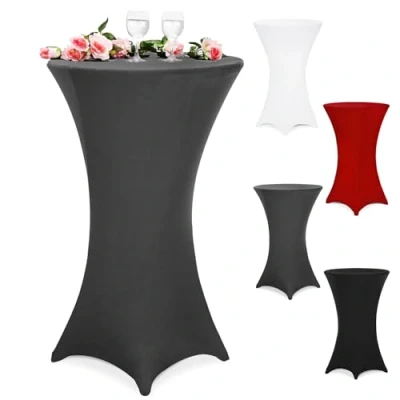 Imagen de Deuba Funda elástica para Mesa Alta de pie Bistro Ø 70 75 cm Altura 120cm Color Antracita Lavable Decorativo