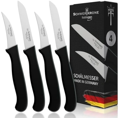 Imagen de Solingen Juego de 4 cuchillos para verduras, aptos lavavajillas, rectos y curvados, inoxidable, fabricado en Alemania
