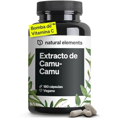 Imagen de cápsulas de extracto camu Vitamina C 180 veganas para 6 meses 500 mg por cápsula producido y probado en laboratorio Alemania