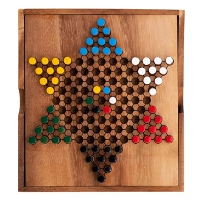Imagen de Engelhart 350300 Damas Chinas en una Caja de Madera Juego Mesa 2 a 6 Jugadores Partir 7 años ecológico 13 x 14,3 3 cm