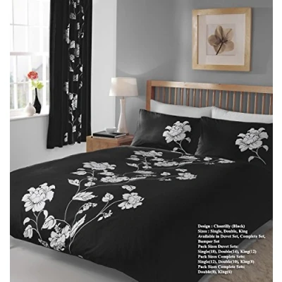 Imagen de GC GAVENO CAVAILIA Funda de edredón Floral Doble, cálido y Acogedor Juego Ropa Cama Reversible, Fundas cómodas, Color Negro
