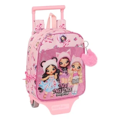 Imagen de Safta NANANA FABULOUS Mochila Guardería con Carro, Ideal para Niños de Diferentes Edades, Cómoda y Versátil, Calidad Resistencia, 22x10x27 cm, Color Rosa