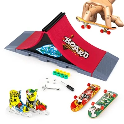 Imagen de MOMSIV Juego de minimonopatín Dedo con rampa y Otros Accesorios,A
