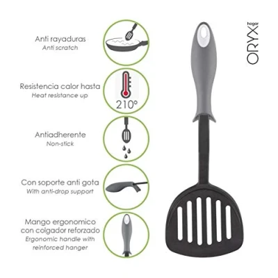 Imagen de Espatula Rasera Cocina Nylon Con Mango Antigotas Engomado 34,5 x 11 cm.