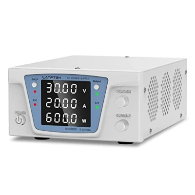 Imagen de Fuente de alimentación regulable CC 0 30V/0 20A,fuente laboratorio con botón OUTPUT, pantalla digital LED 4 dígitos alta precisión,ajuste codificador