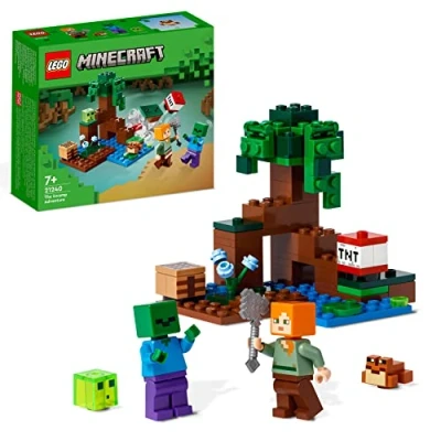 Imagen de LEGO Minecraft La Aventura en el Pantano, Juguete de Construcción, Mini Figuras Alex y Esqueleto, Bioma, Regalo Cumpleaños Niños Niñas 7 Años o Más 21240