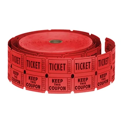 Imagen de MEETOZ boletos de rifa doble rollo 2000 por tambor para fiesta bingo (rojo)