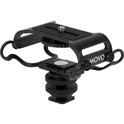 Imagen de Movo SMM5 B Soporte universal para micrófono y grabadora portátil Compatible con Zoom H1n, H2n, H4n, H5, H6, Tascam DR 40x, 05x, 07x otros un tornillo de montaje 1/4 pulgadas (negro)