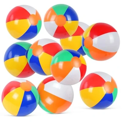 Imagen de flintronic Pelota de Playa Hinchable Beach, Paneles Colores, Diseño Franjas Colores con Válvula Seguridad Inflado y Desinflado Rápido