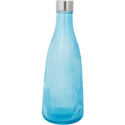 Imagen de Cosy &amp; Trendy water carafe Atla with stainless steel cap Glass Azure Blue 1 liter