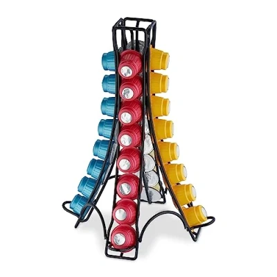 Imagen de Relaxdays Portacápsulas Compatible con Nespresso, 32 Cápsulas, Soporte Monodosis Café Metal, 30 x 21,5 cm, Negro, Hierro