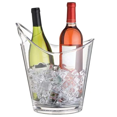 Imagen de Enfriador de botellas vino BarCraft, cubo para 2 botellas, cubitera transparente, elegante acrílico en ángulo con asa integrada, 10 litros, 20,5 x 25,5 28. cm, 1 unidad