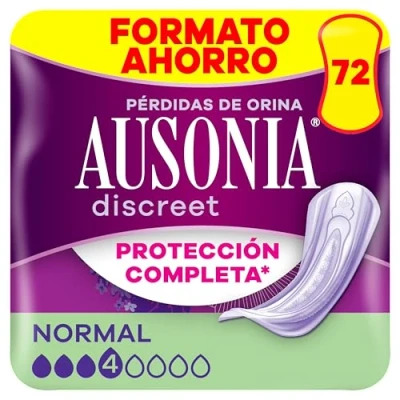 Imagen de Ausonia Discreet Normal, 72 Compresas Incontinencia Mujer para Pérdidas de Orina, Protección Completa, Discreción Increíble