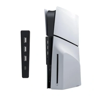 Imagen de Mcbazel PS5 Slim USB Hub 2.0 con 4 Puertos, de expansión multipuerto Alta Velocidad Transferencia Datos Carga Rápida C para Consola