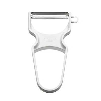 Imagen de Ritter 79002X0001 Pelador de Frutas y Verduras, Cuchilla Acero Inoxidable para Diestros Zurdos, Color Blanco