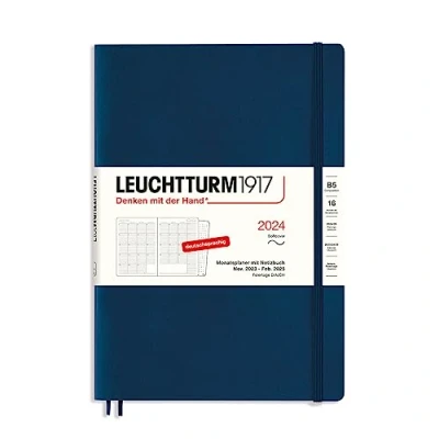 Imagen de LEUCHTTURM1917 367564 Composition (B5) 2024 Planificador mensual y cuaderno (16 meses, tapa blanda, azul marino, alemán)