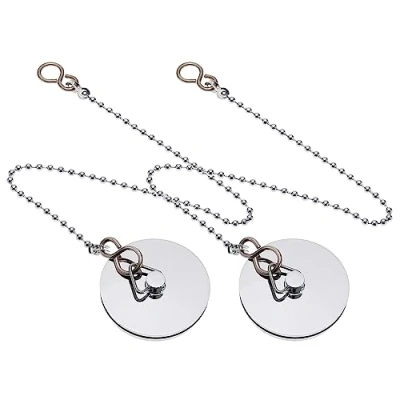 Imagen de ECSiNG 2 uds tapón para lavabo de baño, cromado fregadero bañera, drenaje Metal, accesorios el baño del Hotel en casa, 45mm/ 1 3/4 pulgadas, plateado