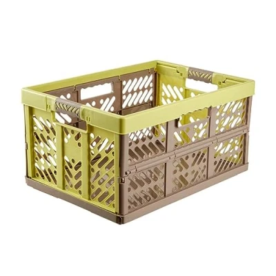 Imagen de keeeper 4x Robustas Cajas Plegables con Mangos Suaves, 54 x 37 28 cm, 45 l, Ben, Verde/Marrón