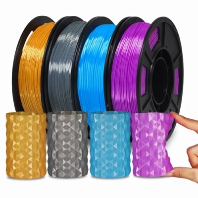 Imagen de YOUSU filamento de TPU seda 1.75 mm, flexible impresión 3D 95A, alta resistencia a la dureza, material adhesivo suave, elástico, 2.2 libras, dorado, gris oscuro,